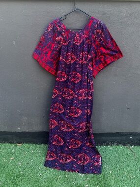 Gorgeous one of a kind cotton dress | Red, blue, purple